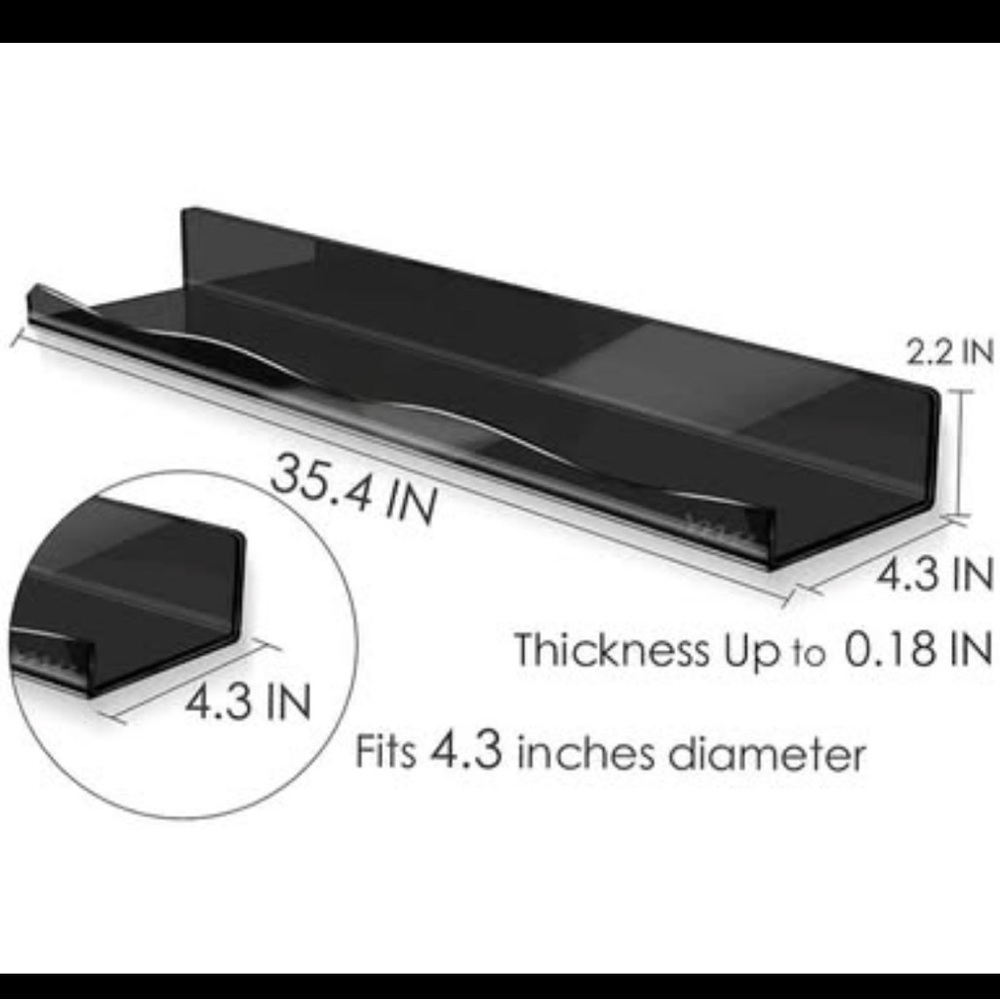 New Set of 2 Black Acrylic Shelves - Picture 2 of 4